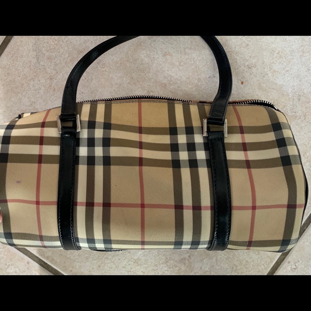 Vintage Burberry Bag Haymarket Check  Barrel